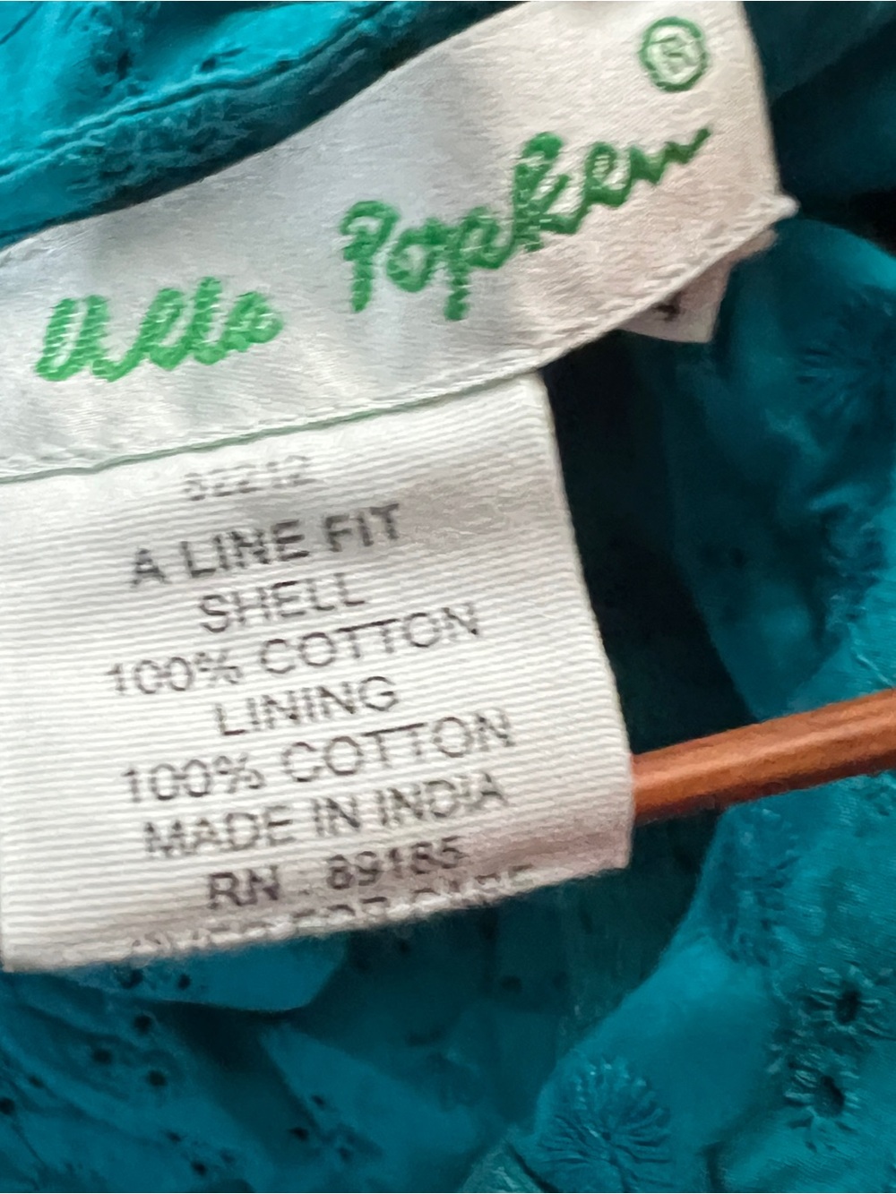 ULLA POPKEN Turquoise Cotton Eyelet A-Line Maxi Nightgown Plus Size 32/34 4X - Picture 5 of 12